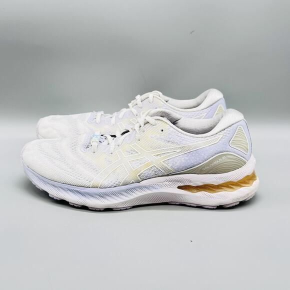 Asics Shoes Womens 9.5 White Gold Gel Nimbus 23 Running Cushion Athletic Sneaker - Picture 5 of 12